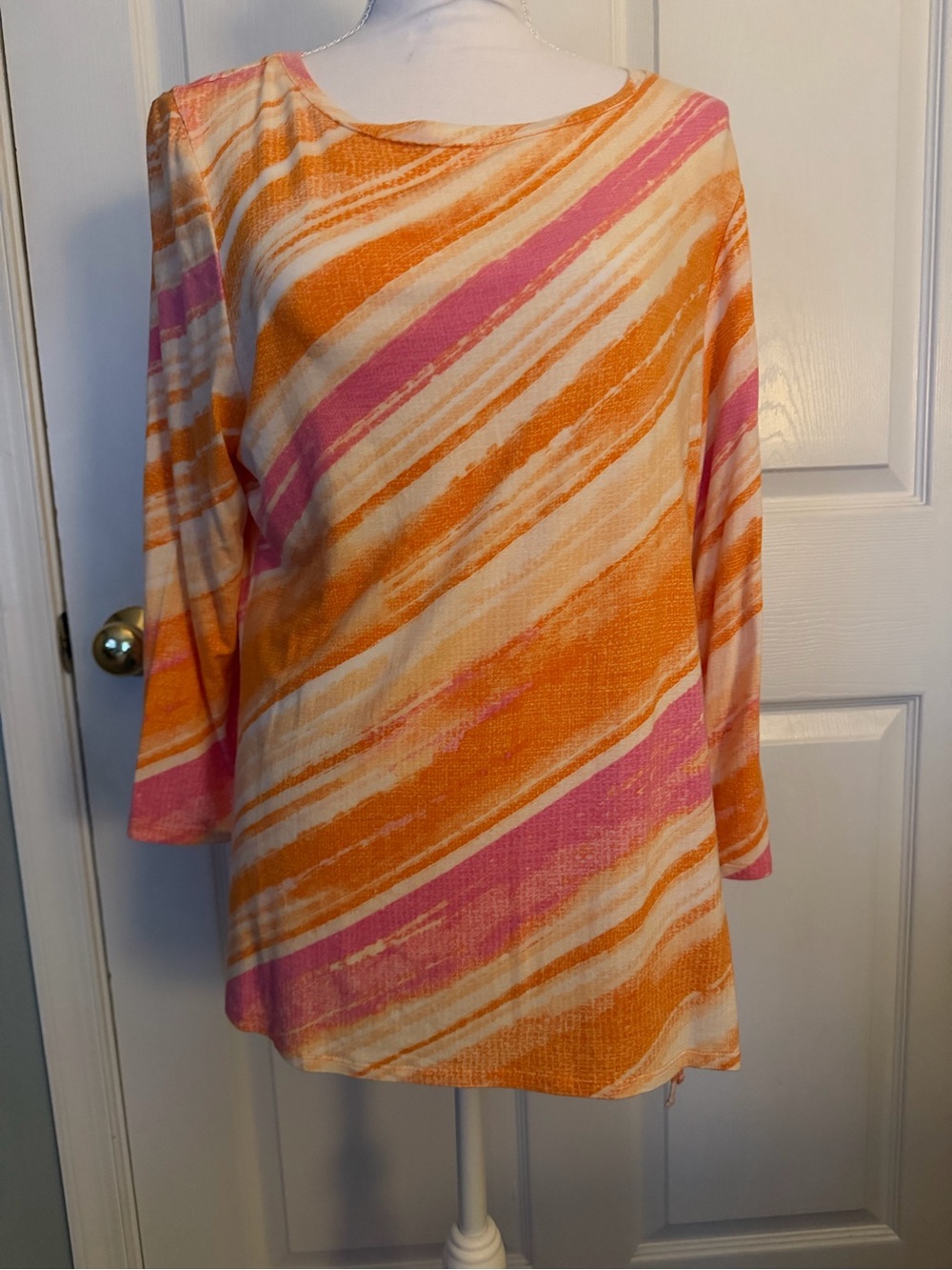 Ruby Rd. Pink & Orange Diagonal Stripe Tunic